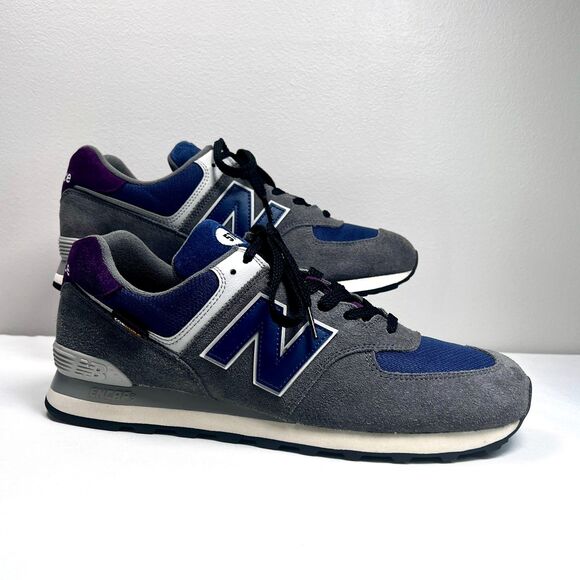 New Balance 574 Apollo Grey & Navy Classic Sneaker - Picture 1 of 10